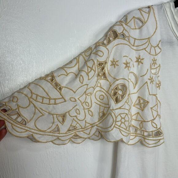 Free People Embroidered Flutter Sleeve Angel Tee In Ivory Size XS - Picture 3 of 9